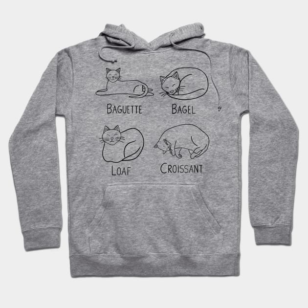 4 Bread Cats (black) Hoodie by carolinewillustration